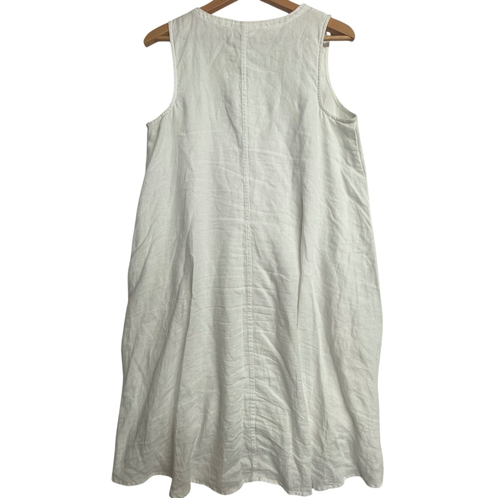 Pure Jill Elements White Linen Embroidered Sleeveless Tunic Dress Medium Coastal - Picture 2 of 15